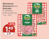 Käsewurst oder Beskada im V-Markt Prospekt Käsewurst oder Beskada von Wiesbauer im aktuellen V-Markt Prospekt für 1,49 €