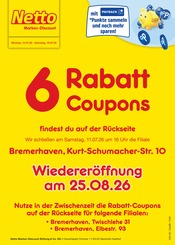 Netto Marken-Discount Langen Prospekt der aktuellen Woche, gültig von 13.07.2026 bis 18.07.2026 Aktueller Netto Marken-Discount Langen Prospekt "6 Rabatt-Coupons" mit 2 Seiten