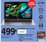 Pc portable - Acer - E.Leclerc à Vénissieux Pc portable - Acer en promo chez E.Leclerc Vénissieux à 499,00 €