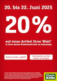 Pflanzen Kölle Prospekt für Stuttgart: "20%", 1 Seite, 20.06.2025 - 22.06.2025