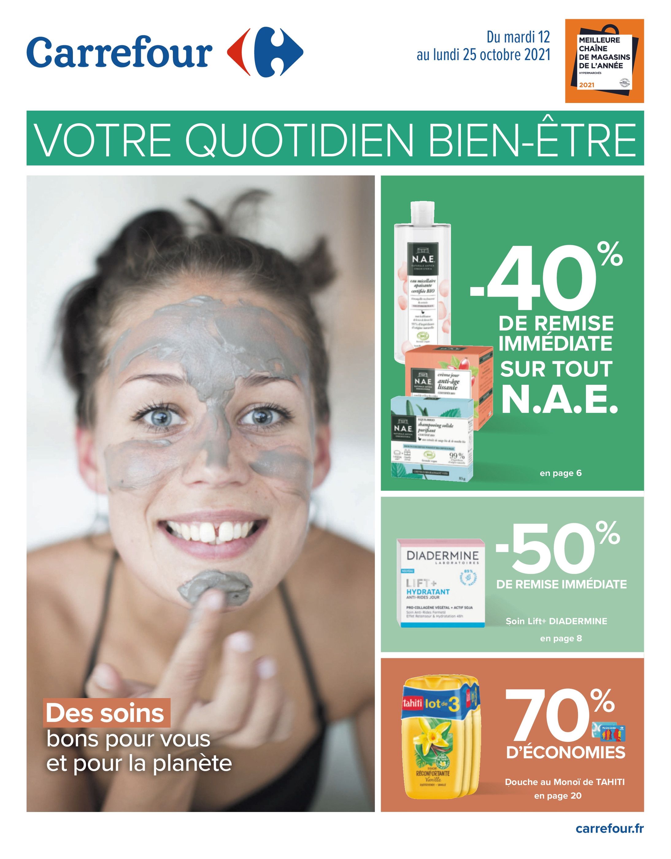 Catalogue Carrefour à Lille, avec 36 pages Prospectus Carrefour à Lille, "Votre quotidien bien-être", 36 pages, 12/10/2021 - 25/10/2021