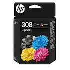HP 308 - Pack de 2 - noir, jaune, cyan, magenta - cartouche d'encre originale (6L6S6UE) - HP en promo chez Bureau Vallée Chelles à 34,99 €