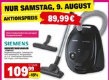 Bodenstaubsauger VS06V212 im Angebot bei E center in Darmstadt Bodenstaubsauger VS06V212 Angebote von Siemens bei E center Darmstadt für 89,99 €