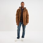 Parka mi-longue doublée à capuche marron homme - La Halle à Versailles Parka mi-longue doublée à capuche marron homme en promo chez La Halle Versailles à 79,99 €