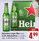 Aktuelles Heineken Lager Bier oder 0,0% Alkoholfrei Angebot bei E center in Schwäbisch Gmünd ab 4,99 €