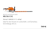 STIHL Hachenburg - BENZIN-Heckenschere HS 56 C-E Angebot im Prospekt BENZIN-Heckenschere HS 56 C-E bei STIHL im Hachenburg Prospekt für 749,00 €