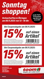 Aktueller toom Baumarkt Baumärkte Prospekt in Bretzfeld und Umgebung, "Sonntag shoppen!" mit 1 Seite, 09.11.2025 - 09.11.2025