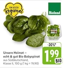 EDEKA Sternenfels - Unsere Heimat – echt & gut Bio Babyspinat Angebot im Prospekt Unsere Heimat – echt & gut Bio Babyspinat bei EDEKA im Sternenfels Prospekt für 1,99 €