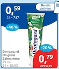 Original Zahncreme von Dentagard für 0,59 € bei budni im Angebot Original Zahncreme von Dentagard im aktuellen budni Prospekt