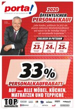 porta Möbel Prospekt "2020 ÖFFENTLICHER PERSONALKAUF ", 2 Seiten, für Potsdam, 22.01.2020 - 25.01.2020 porta Möbel Prospekt "2020 ÖFFENTLICHER PERSONALKAUF ", 2 Seiten, für Potsdam, 22.01.2020 - 25.01.2020