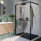 Paroi de douche à l'italienne l. 120 x H. 195 cm, verre transparent, profilés noirs, GoodHome Evanna + barre fixe en promo chez Castorama Vénissieux à 239,90 €