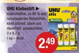 Klebestift im V-Markt Prospekt Klebestift von UHU im aktuellen V-Markt Prospekt für 2,49 €