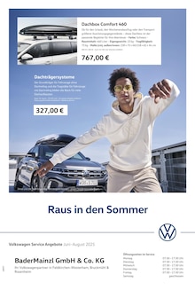 Volkswagen Feldkirchen-Westerham Prospekt der aktuellen Woche, gültig von 01.06.2025 bis 31.08.2025 Aktueller Volkswagen Feldkirchen-Westerham Prospekt "Mehr Platz für den Sommer" mit 1 Seite
