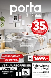 Boxspringbett im porta Möbel Prospekt in Bonn Aktueller porta Möbel Prospekt mit Boxspringbett, "Besser gleich zu porta.", Seite 1