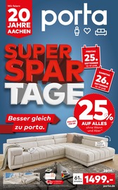 porta Möbel Möbel & Einrichtung Prospekt der aktuellen Woche mit 4 Seiten, gültig von 20.09.2026 bis 26.09.2026, in Herzogenrath und Umgebung Aktueller porta Möbel Möbel & Einrichtung Prospekt in Herzogenrath und Umgebung, "SUPER-SPAR-TAGE" mit 4 Seiten, 20.09.2026 - 26.09.2026