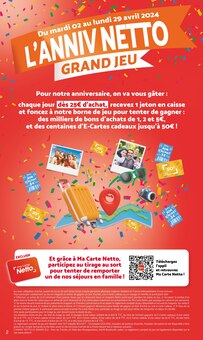 Prospectus Netto de la semaine "SEMAINE 3 L'ANNIV NETTO" avec 2 pages, valide du 16/04/2024 au 22/04/2024 pour Criquetot-l'Esneval et alentours