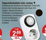 Tageszeitschaltuhr mini, analog im V-Markt Prospekt Tageszeitschaltuhr mini, analog von  im aktuellen V-Markt Prospekt für 2,49 €
