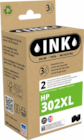 PACK 2 CARTOUCHES COMPATIBLES HP 302 XL - INK en promo chez Bureau Vallée Troyes à 39,99 €