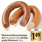 E center - Mettwurst Braunschweiger Art fein gehackt Angebot im Prospekt Mettwurst Braunschweiger Art fein gehackt bei E center im Prospekt für 1,49 €