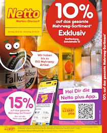 Discounter Prospekt von Netto Marken-Discount Senftenberg Netto Marken-Discount Prospekt: "10% auf das gesamte Mehrweg-Sortiment", 2 Seiten, 28.07.2025 - 02.08.2025