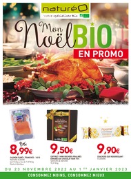 Catalogue NaturéO à Ifs, avec 25 pages Prospectus NaturéO à Ifs, "Mon Noël Bio en promo", 25 pages, 23/11/2022 - 01/01/2023