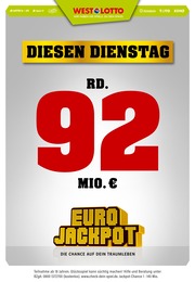 Westlotto Prospekt für Bodenfelde mit 3 Seiten Westlotto Prospekt für Bodenfelde: "Diesen Dienstag rd. 92 Mio. €", 3 Seiten, 16.05.2022 - 17.05.2022