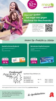 Aktueller mea - meine apotheke Prospekt (Tettau, 4 Seiten zum blättern mea - meine apotheke Prospekt Unsere Oktober-Angebote mit 4 Seiten