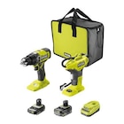Pack perceuse percussion Brushless 18 V/2Ah - 4 Ah + compresseur 10,3 bars - Ryobi dans le catalogue Castorama
