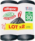 Sac poubelle lien coulissant ultra-résistant 30L 2x15 - ALFAPAC - Intermarché Super à Créteil Sac poubelle lien coulissant ultra-résistant 30L 2x15 - ALFAPAC en promo chez Intermarché Super Créteil à 2,95 €