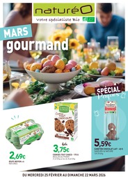 Prospectus NaturéO à Saint-Aubin: "MARS gourmand", 24} pages, 25/02/2026 - 22/03/2026