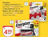 Lithium CR-2032 im Angebot bei GLOBUS in Duisburg Lithium CR-2032 Angebote von Energizer bei GLOBUS Duisburg für 4,99 €