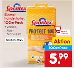 Einmalhandschuhe, 100er Pack im Netto Marken-Discount Prospekt Einmalhandschuhe, 100er Pack von Spontex im aktuellen Netto Marken-Discount Prospekt für 5,99 €