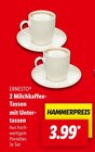 2 Milchkaffee-Tassen mit Untertassen Angebote von Ernesto bei Lidl Braunschweig für 3,99 €