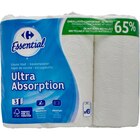 Essuie-tout blanc ultra absorption - CARREFOUR ESSENTIAL en promo chez Carrefour Essuie-tout blanc ultra absorption - CARREFOUR ESSENTIAL dans le catalogue Carrefour