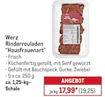 Rinderrouladen Hausfrauenart Angebote von Werz bei METRO Salzgitter für 19,25 €