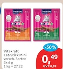 Cat-Stick Mini von Vitakraft für 0,49 € bei budni im Angebot Cat-Stick Mini von Vitakraft im aktuellen budni Prospekt