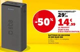 Batterie de secours 20 000 mAh - SBS en promo chez Hyper U Périgueux à 14,99 €