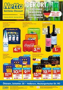 Cola im Netto Marken-Discount Prospekt "DER ORT, AN DEM DU IMMER AUSGEZEICHNETE PREISE FINDEST." mit 2 Seiten (Heilbronn)
