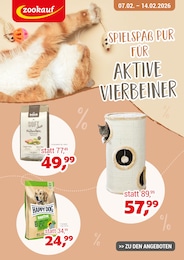 Zookauf Prospekt für Neubrandenburg: "Spielspaß pur für aktive Vierbeiner!", 1 Seite, 07.02.2026 - 14.02.2026