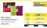 Nuss/Kakao Klasse von Ritter Sport im aktuellen METRO Prospekt für 1,70 €