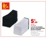 Lot de 10 paires de mi-chaussettes sport homme en promo chez U Express Aulnay-sous-Bois à 5,90 €