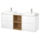 Waschbeckenschr./2Waschb./2Mischba. Hochglanz weiß/Eichenachbildung/weiß marmoriert von ÄNGSJÖN / BACKSJÖN für 828,00 € bei IKEA im Angebot Waschbeckenschr./2Waschb./2Mischba. Hochglanz weiß/Eichenachbildung/weiß marmoriert von ÄNGSJÖN / BACKSJÖN im aktuellen IKEA Prospekt