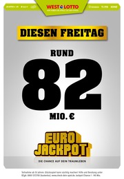 Westlotto Prospekt für Dortmund mit 3 Seiten Westlotto Prospekt für Dortmund: "Diesen Freitag rd. 82 Mio. €", 3 Seiten, 06.07.2022 - 08.07.2022