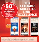 Promo 50% de remise immédiate sur le 2ème produit identique sur la gamme tablettes Lindt Excellence à  dans le catalogue Super U à Pézenas