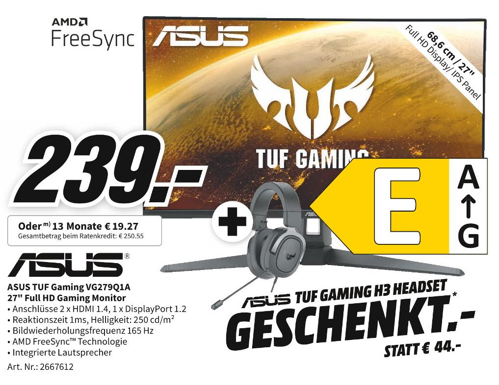 Media-Markt Kaufbeuren - TUF Gaming VG279Q1A 27 "Full HD Gaming Monitor TUF Gaming VG279Q1A 27 "Full HD Gaming Monitor Angebot bei Media-Markt Kaufbeuren im Prospekt Top Angebote