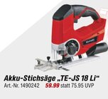 Akku-Stichsäge "TE-JS 18 Li" von Einhell für 59,99 € bei toom Baumarkt im Angebot Akku-Stichsäge "TE-JS 18 Li" von Einhell im aktuellen toom Baumarkt Prospekt