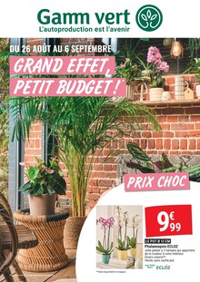 Catalogue Gamm vert de la semaine 34, "GRAND EFFET, PETIT BUDGET !", page 1, 26/08/2026 - 06/09/2026 Prospectus Gamm vert en cours, "GRAND EFFET, PETIT BUDGET !", page 1 sur 4