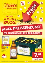 Netto Marken-Discount Prospekt für Frankfurt mit 43 Seiten Netto Marken-Discount Prospekt für Frankfurt: "MwSt.-PREISSENKUNG - WIR RUNDEN IMMER ZU IHREN GUNSTEN", 43 Seiten, 29.06.2020 - 04.07.2020