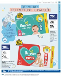 Prix et réduction Pampers dans le prospectus Carrefour en cours Offre Pampers dans le catalogue Carrefour du moment à la page 3