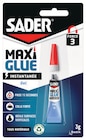 Maxiglue Instantanée Gel 3g - SADER en promo à 1,37 € chez Intermarché Super Maxiglue Instantanée Gel 3g - SADER dans le catalogue Intermarché Super
